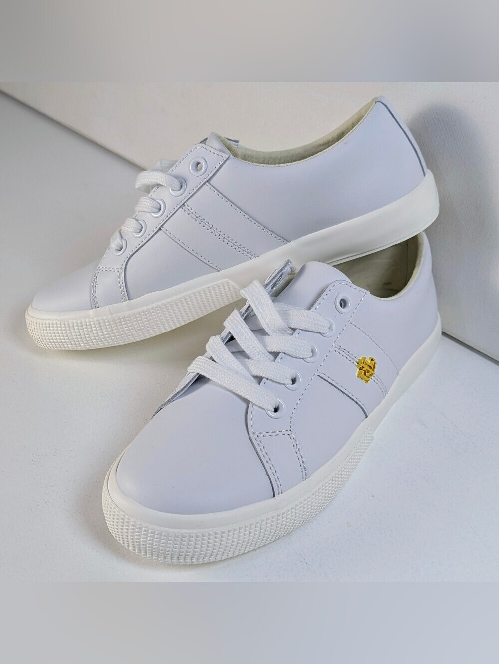 Lauren Ralph Lauren Janson II Casual Sneakers Women Sz 5 White Leather Shoes NEW